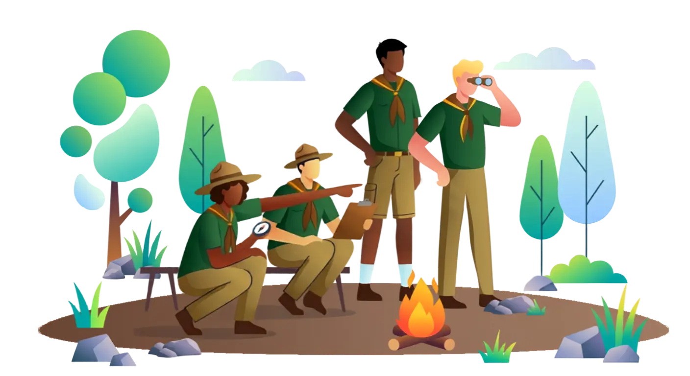 Grupo de voluntários vislumbrando o futuro